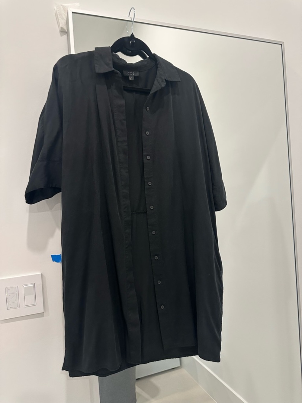 COS Black Casual Short-Sleeve Button-Down Shirt Dress